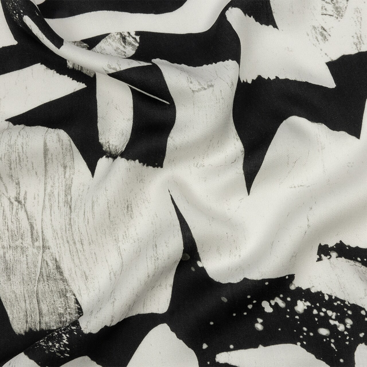 1 Yard Rayon Challis Fabric Panel Black White Graffiti Letters 55 Inch Width